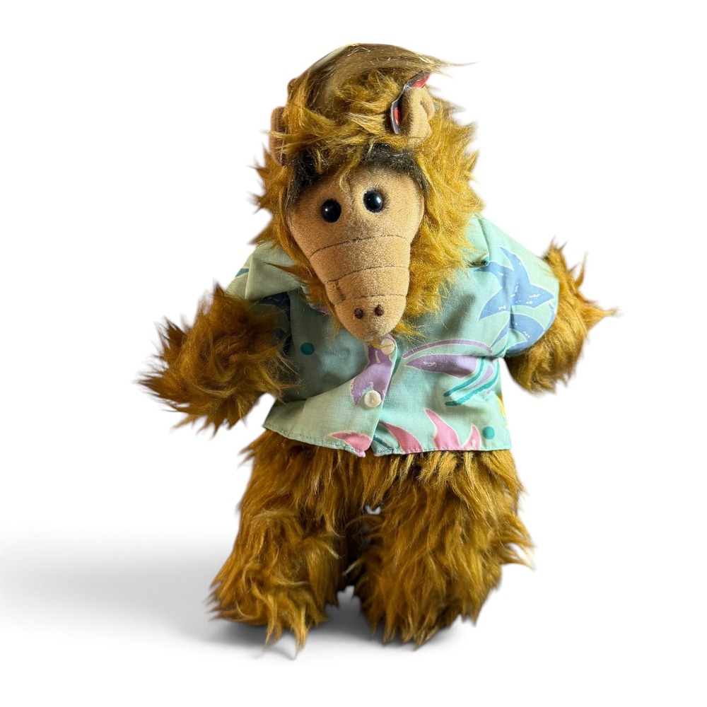 Vintage ALF Plush Hand Puppet Hawaiian Shirt Sunglasses 1980s TV Show Toy